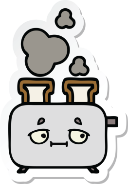 Bir insan tarafından çizilmiş bir tost makinesinin şirin bir karikatürü.