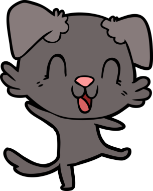 Bir insan tarafından çizilmiş gülen çizgi film köpeği.