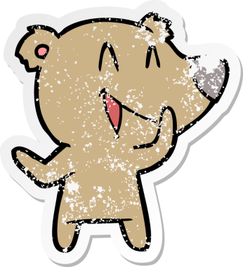 Bir insanın çizdiği gülen ayı karikatürünün sıkıntılı çıkartması.