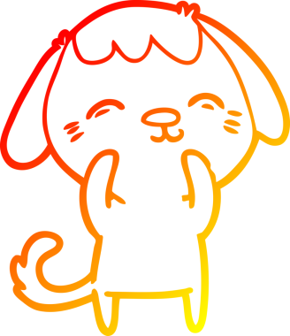 Bir insan tarafından çizilmiş mutlu çizgi film köpeğinin sıcak çizgi çizimi