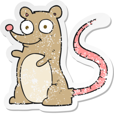 Bir insan tarafından çizilmiş karikatür bir farenin gerilimli çıkartması