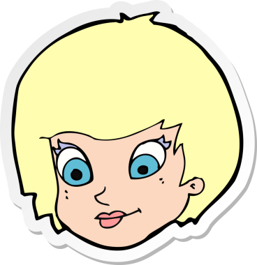 Bir insan tarafından çizilmiş karikatür kadın yüzü çıkartması.