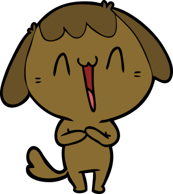 Bir insan tarafından çizilmiş şirin bir çizgi film köpeği.