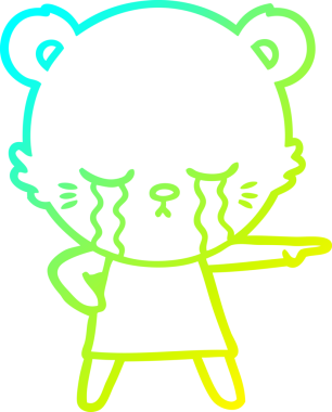 Bir insan tarafından çizilmiş, ağlayan bir çizgi film ayısının soğuk çizgi çizimi.