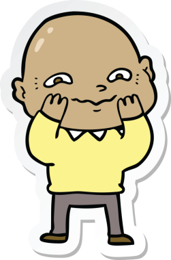 Bir insan tarafından çizilmiş gergin bir adamın çıkartması.