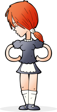 Bir insan tarafından çizilmiş çizgi film garsonu.