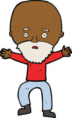 Bir insan tarafından çizilmiş yaşlı adam panikliyor.