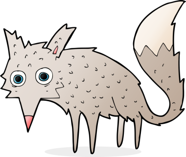 Bir insan tarafından çizilmiş komik bir kurt çizgi filmi.