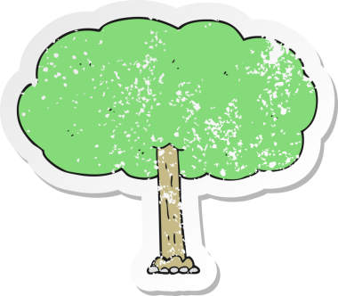 Bir insan tarafından çizilmiş karikatür ağacının geriletilmiş yapıştırması.