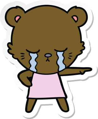 Ağlayan çizgi film ayısı bir insan tarafından çizilmiş.