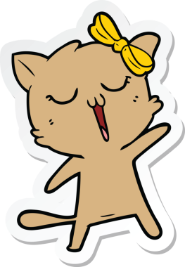 Bir insan tarafından çizilmiş çizgi film kedisinin çıkartması.