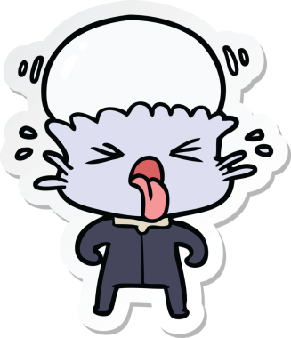 Bir insan tarafından çizilmiş garip bir uzaylı çizgi film çıkartması.