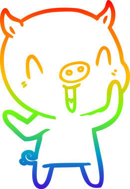 gökkuşağı gradyan çizimi mutlu çizgi domuz çizimi bir insan tarafından çizilmiş