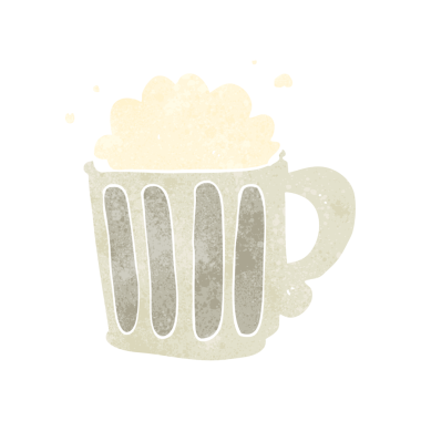 Bir insan tarafından çizilmiş serbest retro çizgi film birası.