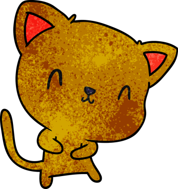 Bir insan tarafından çizilmiş sevimli kawaii kedisinin desenli çizimi