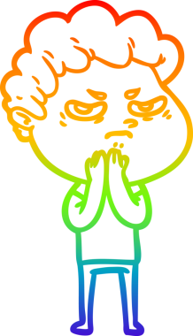 Bir insan tarafından çizilmiş kızgın bir adamın çizdiği gökkuşağı gradyanı çizimi