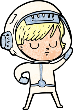 Bir insan tarafından çizilmiş astronot kadın.