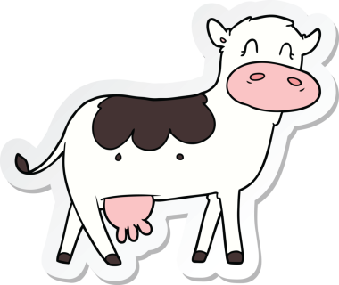 Bir insan tarafından çizilmiş bir mandıra ineğinin çıkartması.