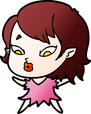 Bir insan tarafından çizilmiş şirin vampir kız çizgi filmi.