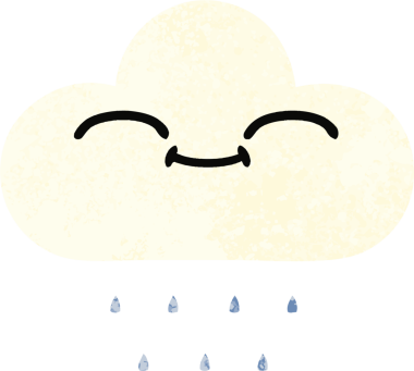 Bir insan tarafından çizilmiş yağmur bulutunun retro çizim tarzı karikatürü