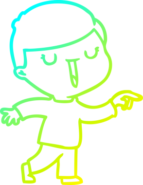 Bir çizgi film karakteri çizen soğuk çizgi bir insan tarafından çizilmiş mutlu çocuk.