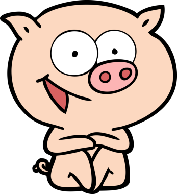 Bir insan tarafından çizilmiş neşeli domuz çizgi filmi.