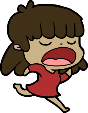 Çizgi filmdeki kadın bir insan tarafından yüksek sesle çizilmiş.