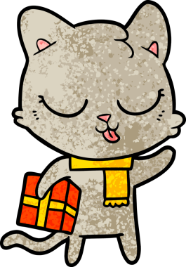 Bir insan tarafından çizilmiş çizgi film kedisi.