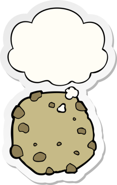 İnsan tarafından çizilmiş bir çıkartma olarak düşünce baloncuklu çizgi film kurabiyesi.