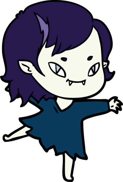 Bir insan tarafından çizilmiş çizgi film dostu vampir kız.