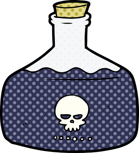 Bir insan tarafından çizilmiş bir zehir şişesi.