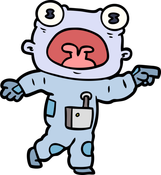 Bir insan tarafından çizilmiş garip uzaylı çizgi filmi.