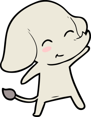 Bir insan tarafından çizilmiş şirin bir fil.