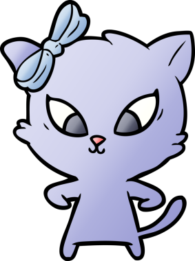 Bir insan tarafından çizilmiş çizgi film kedisi.