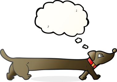 Bir insan tarafından çizilmiş serbest çizim balon karikatür dachshund