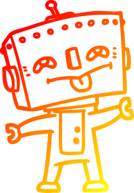 Bir insan tarafından çizilen çizgi film robotunun sıcak çizgi çizimi