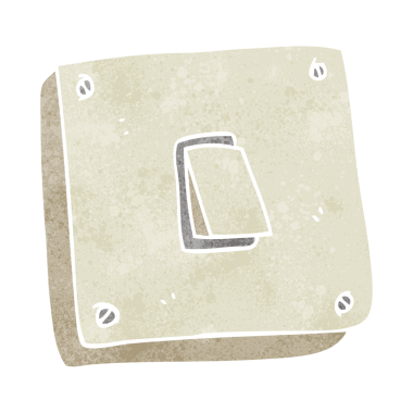 Bir insan tarafından çizilmiş freehand retro çizgi film ışık anahtarı