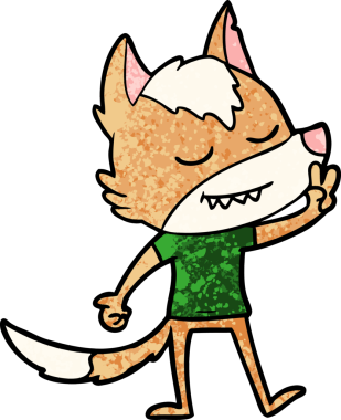 Bir insan tarafından çizilmiş tilki çizgi film karakteri