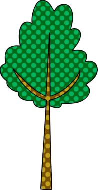 Bir insan tarafından çizilmiş çizgi roman tarzı tuhaf bir çizgi film ağacı.