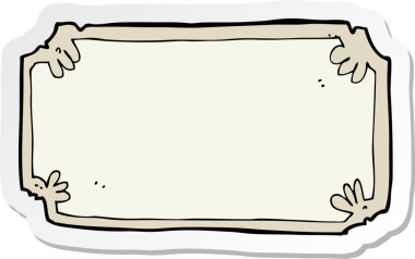 Bir insan tarafından çizilmiş eski bir çerçeve afişinin çıkartması.