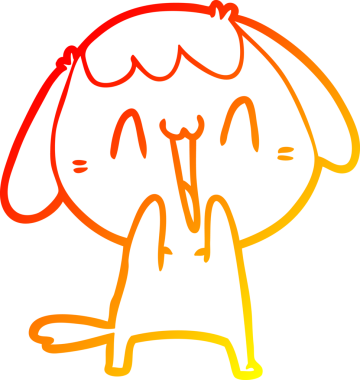 Bir insan tarafından çizilmiş sevimli bir köpeğin sıcak çizgi çizgisi.