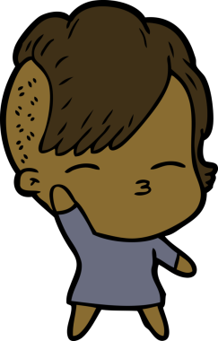 Bir insan tarafından çizilmiş şaşı çizgi film kızı.