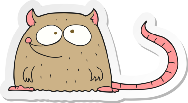 Bir insan tarafından çizilmiş çizgi film faresinin çıkartması.