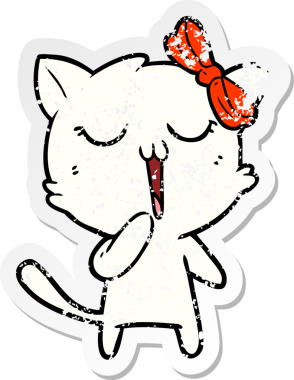 Bir insan tarafından çizilmiş karikatür bir kedinin sıkıntılı çıkartması.