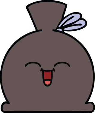 Bir insan tarafından çizilmiş şirin bir çuval karikatürü