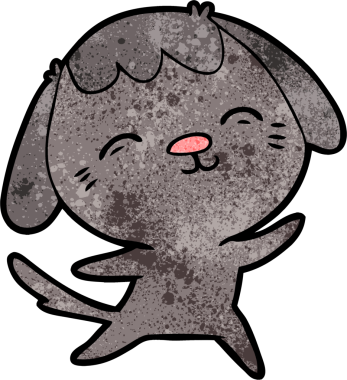 Bir insan tarafından çizilmiş mutlu çizgi film köpeği.