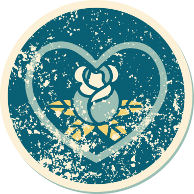 Bir insan tarafından çizilmiş kalp ve çiçeklerin sembolik depresif dövme şekli