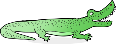 Bir insan tarafından çizilmiş mutlu timsah çizgi filmi.