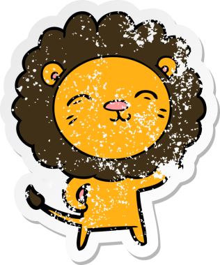 Bir insan tarafından çizilmiş karikatür aslanının sıkıntılı çıkartması.