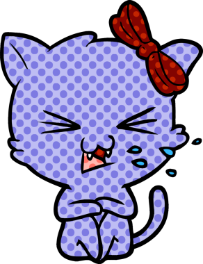 Bir insan tarafından çizilmiş çizgi film kedisi.